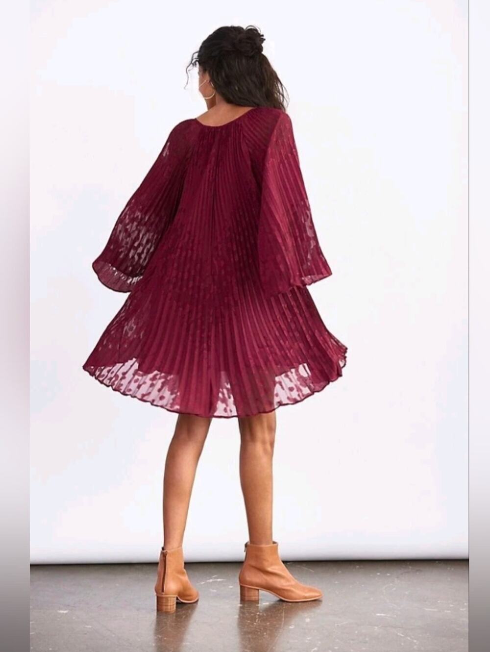 NWT Anthropologie Toulon Pleated Mini Dress in Plum - Size Small